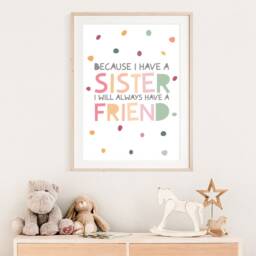 Sister Wall Art, Prints, Girls Bedroom, Sibling Room Decor, Twin Playroom Gift - thumbnail 2
