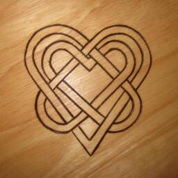 Set Of 2 Wall Hanging Wall Decor Art Tri Heart Woodburned Design - thumbnail 2