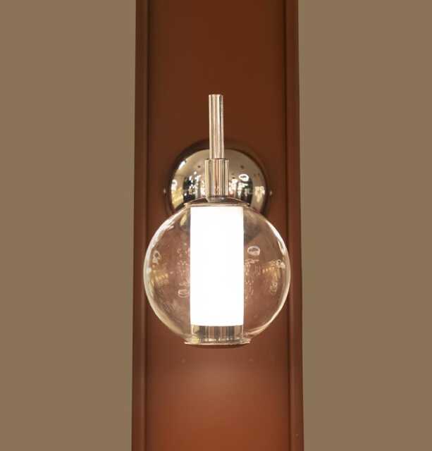 Chrome Stainless Led Wall Sconce - Transparent Glass Minimal Lamp - image 1