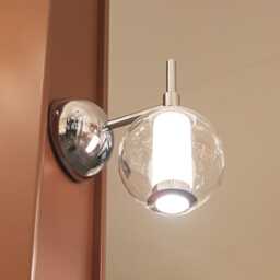 Chrome Stainless Led Wall Sconce - Transparent Glass Minimal Lamp - thumbnail 3
