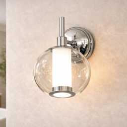 Chrome Stainless Led Wall Sconce - Transparent Glass Minimal Lamp - thumbnail 2