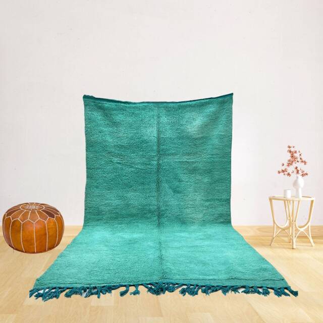 Azure Blue Berber Rug Hand-Knotted Moroccan Lamb Wool Rug - image 1