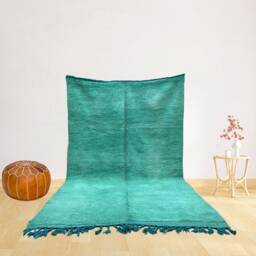 Azure Blue Berber Rug Hand-Knotted Moroccan Lamb Wool Rug - thumbnail 1