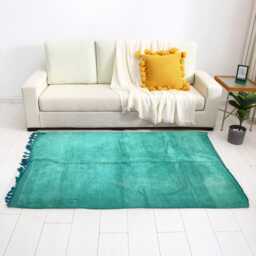 Azure Blue Berber Rug Hand-Knotted Moroccan Lamb Wool Rug - thumbnail 3