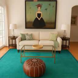 Azure Blue Berber Rug Hand-Knotted Moroccan Lamb Wool Rug - thumbnail 2