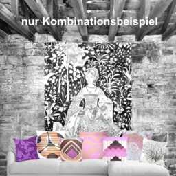 Retro Pillow Case, Ornaments Purple Lavender, Cushion Cover, 60S 70S Vintage Fabric, Mid-Century, Bohemian Lounge, Venice Baroque Palazzo - thumbnail 2