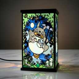 My Neighbor Totoro Resin Lamp, Faux Stained Glass Style Studio Ghbli Night Light, Unique Fan Gift, Cozy Room Decor, Gift For Girl - thumbnail 4