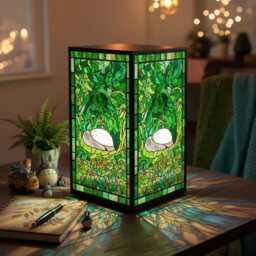 My Neighbor Totoro Resin Lamp, Faux Stained Glass Style Studio Ghbli Night Light, Unique Fan Gift, Cozy Room Decor, Gift For Girl - thumbnail 2