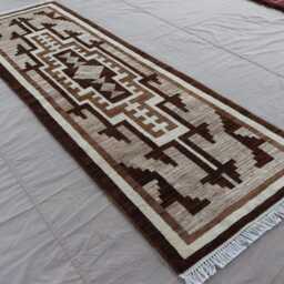 2'10x8'5 Ft Natural Runner Rug, Southwestern Design Navajo Afghan Hand Knotted Veg Dyes Wool Rug, Gray Brown Beige Earth Tones, Hallway Rug - thumbnail 2