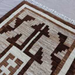 2'10x8'5 Ft Natural Runner Rug, Southwestern Design Navajo Afghan Hand Knotted Veg Dyes Wool Rug, Gray Brown Beige Earth Tones, Hallway Rug - thumbnail 3