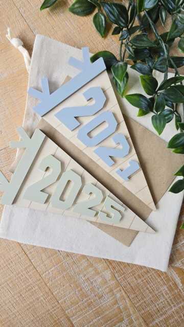 Personalised Wooden Year Pennant - Custom Acrylic & Wood Kids Room Decor - image 1