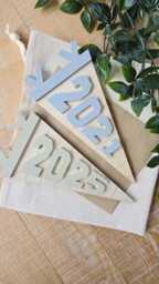 Personalised Wooden Year Pennant - Custom Acrylic & Wood Kids Room Decor - thumbnail 1
