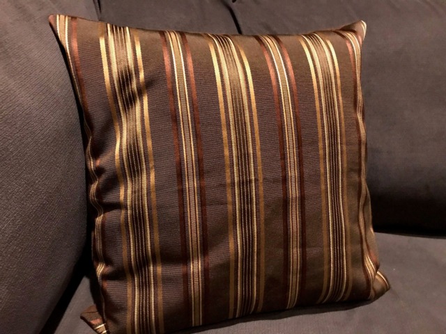 Brown, Tan, Pillow Cover, 16 X 16, Stripes, Whitehall/Earth Upholstery Fabric, Suede - Gifts Under 35, Etsy - image 1