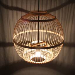 Spherical Bamboo Pendant Light - Natural Or Black Finish - 40cm - thumbnail 2
