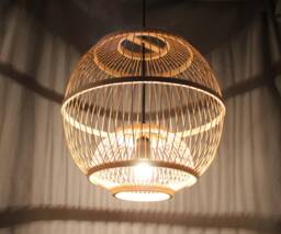 Spherical Bamboo Pendant Light - Natural Or Black Finish - 40cm - thumbnail 1