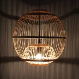 Spherical Bamboo Pendant Light - Natural Or Black Finish - 40cm - thumbnail 3