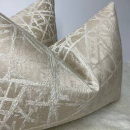 Naomi Cushion Pillow Cover Cream Oyster Shimmer For Sofa Bed Designer Fabric High Quality Handmade in UK Rectangle Double Sided - thumbnail 4