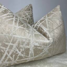 Naomi Cushion Pillow Cover Cream Oyster Shimmer For Sofa Bed Designer Fabric High Quality Handmade in UK Rectangle Double Sided - thumbnail 3