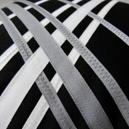 Black & White Sunbrella?? Outdoor Pillow Cover With Grey Stripe Accents For Modern Patio/Entryway Seating, Geometric Cushions By Mazizmuse - thumbnail 2