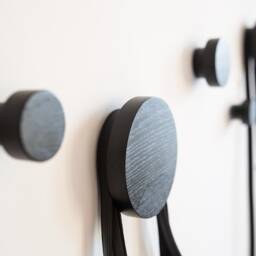 Modern Black Circle Wall Hooks Wooden Coat Rack Entryway Organizer Minimalist Design Storage - thumbnail 3