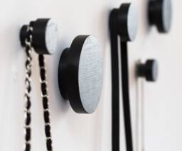 Modern Black Circle Wall Hooks Wooden Coat Rack Entryway Organizer Minimalist Design Storage - thumbnail 1