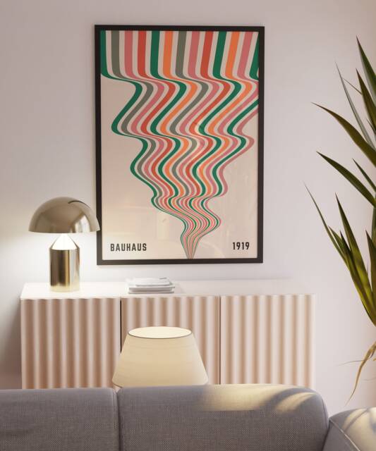 Wavy Art Print, Mid-Century Modern Exhibition Poster, Colourful - image 1