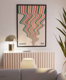 Wavy Art Print, Mid-Century Modern Exhibition Poster, Colourful - thumbnail 1