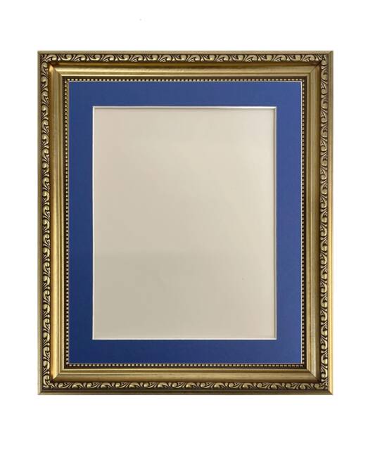 Shabby Chic Gold Photo Frame With Oxford Blue Mount - image 1