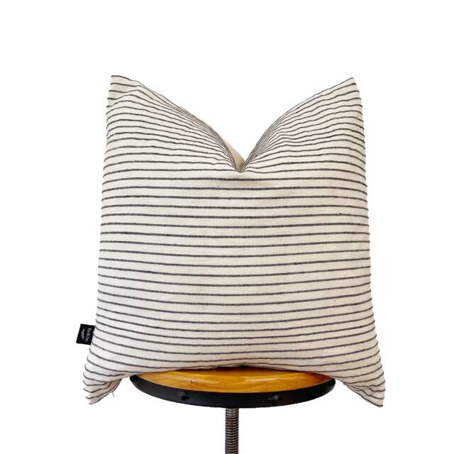 Chiangmai Native Cotton Pillow Cover Black & Cream Striped Boho - image 1