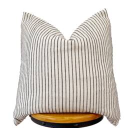 Chiangmai Native Cotton Pillow Cover Black & Cream Striped Boho - thumbnail 2