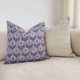 Chiangmai Native Cotton Pillow Cover Black & Cream Striped Boho - thumbnail 4