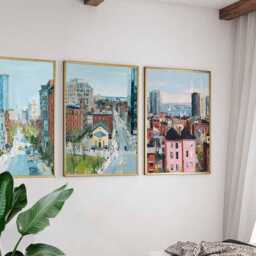 Set Of 3 Boston Posters, Massachusetts Wall Art Prints, Travel Poster Set, City Skyline Historic Architecture Posters - thumbnail 3