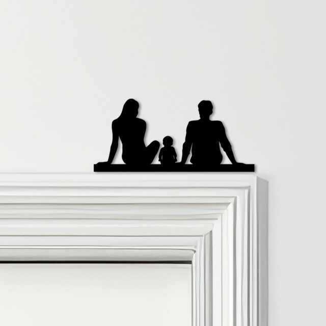 Door Topper Family Of Three 1 Baby Various Colours Top Decorative Sign - Novelty Wall Decor, Frame Art, Art - image 1