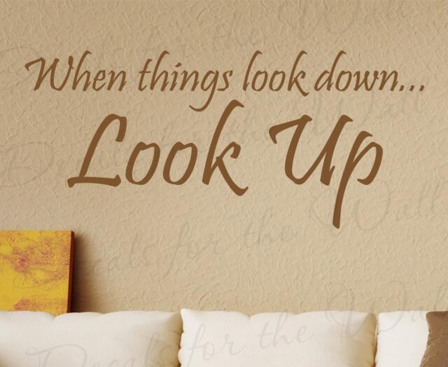 When Things Look Down Up Inspirational Motivational Adhesive Vinyl Lettering Decoration Quote Large Wall Decal Saying Sticker Art Decor J34 - image 1