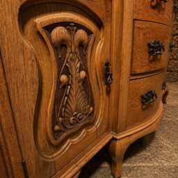 Solid Oak Traditional Sideboard - Carved English Buffet Cabinet, Old Charm Style - thumbnail 4