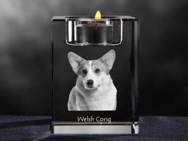 Welsh Corgi, Crystal Candlestick With Dog, Souvenir, Decoration, Limited Edition, Collection - image 1