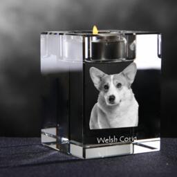 Welsh Corgi, Crystal Candlestick With Dog, Souvenir, Decoration, Limited Edition, Collection - thumbnail 2