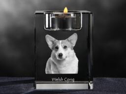 Welsh Corgi, Crystal Candlestick With Dog, Souvenir, Decoration, Limited Edition, Collection - thumbnail 1