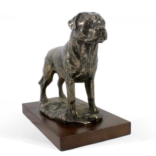 Rottweiler With Tail, Dog Wooden Base Statue, Limited Edition, Artdog - image 1