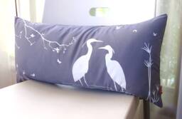 Egret Lovers Lumbar Pillow Slate Gray Swamp Scene, 11x23