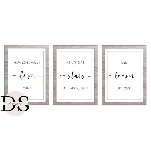 Love You Lyrics Print Set, Home Gallery Wall Art - image 1