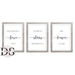 Love You Lyrics Print Set, Home Gallery Wall Art - thumbnail 3