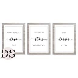 Love You Lyrics Print Set, Home Gallery Wall Art - thumbnail 1