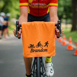Personalized Triathlon Towel - Custom Embroidered Name With Swim, Bike & Run Icons Sports Gift For Triathletes