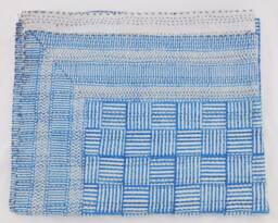 Handmade Indian Kantha Quilt Queen Or Twin Cotton Bedspread - thumbnail 1