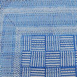 Handmade Indian Kantha Quilt Queen Or Twin Cotton Bedspread - thumbnail 4
