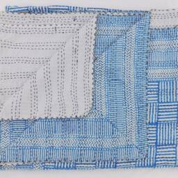 Handmade Indian Kantha Quilt Queen Or Twin Cotton Bedspread - thumbnail 2