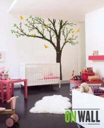Large Spring Tree Wall Decal With Birds - Vinyl Art For Home Decor Nature Wall Art Sticker Nursery Muralk013
