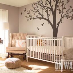 Large Spring Tree Wall Decal With Birds - Vinyl Art For Home Decor Nature Wall Art Sticker Nursery Muralk013 - thumbnail 3