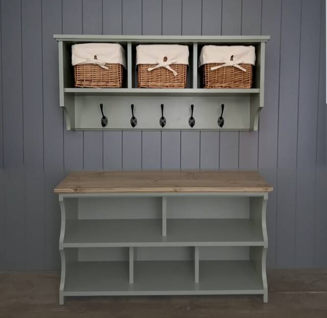 Shoe Bench & Coat Rack Hallway Set Including Baskets. Rack, Hooks in A Choice Of Colours & Sizes - image 1